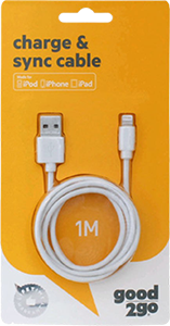 Good 2 Go Charge and Sync 1m Lightning Cable - White