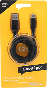 G2G Braided Cable USB A to USB C 1.2m
