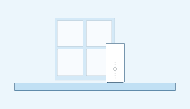 Illustration of a modem next to a window