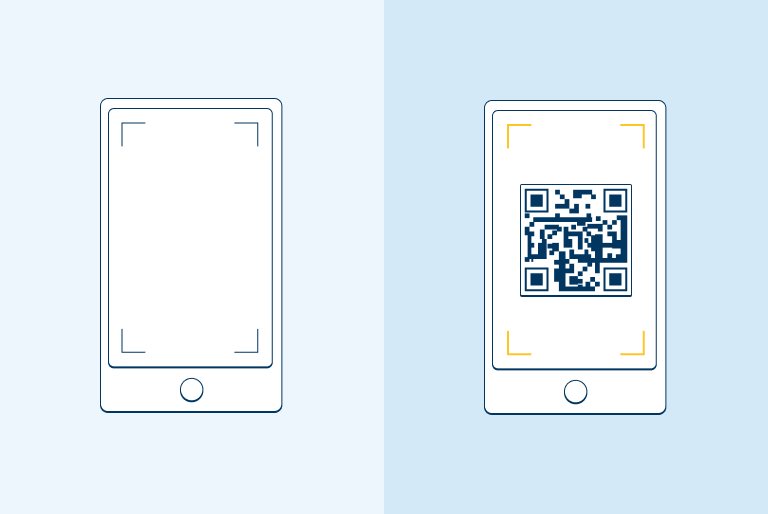 illustration of using a smartphone to scan a QR code