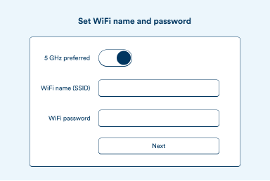 Illustration of webpage with modem name and password