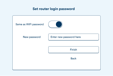Illustration of webpage with modem name and password