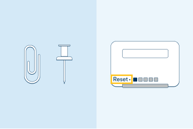 Illustration of the reset button on a modem