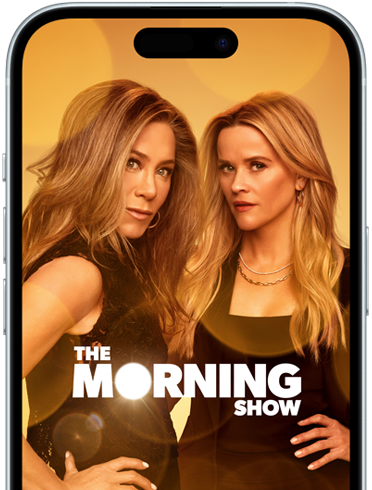 iPhone 15 with Apple TV+ showing Morning Wars series