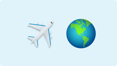 Help and Support - 3G Shutdown - Overseas Emoji of a plane and a globe on a light blue background