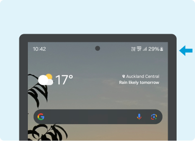 H&S - VoLTE - What is VoLTE Screenshot of an android home screen with an arrow pointing to the area of the screen where you will find the VoLTE symbol