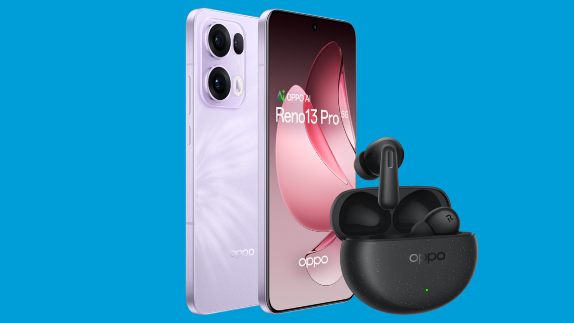 Modal - OPPO - GWP - Enco Air4 Pro OPPO Reno13 Pro smartphone with a pair of Enco Air4 Pro