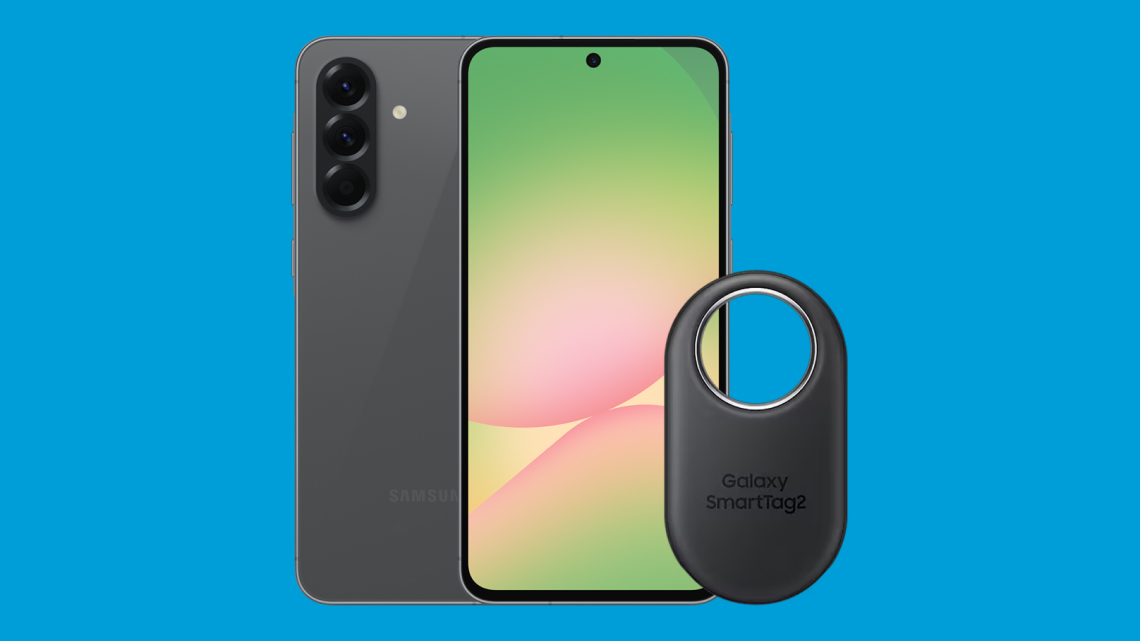 Samsung - GWP - SmartTag2 Image of the Samsung Galaxy A56 Smartphone with a SmartTag2