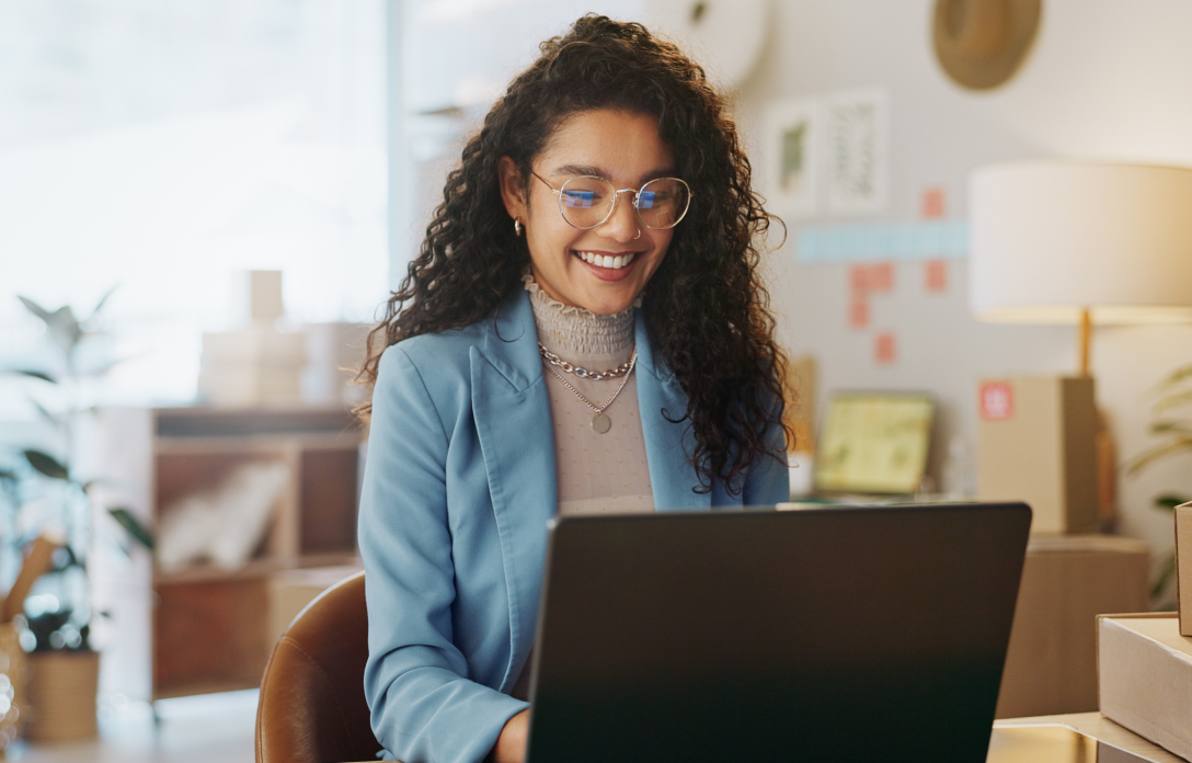Lady working on a laptop