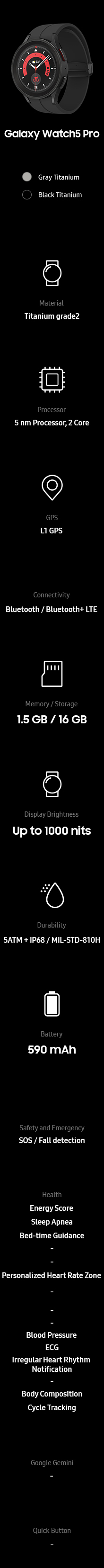 watch5 pro specifications