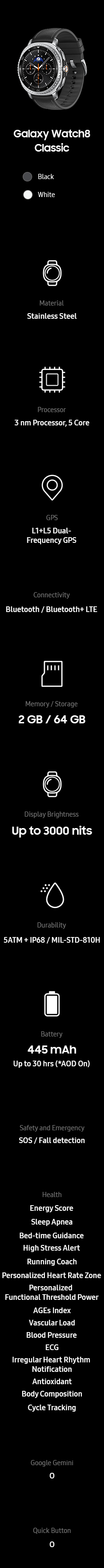 watch8 classic specifications