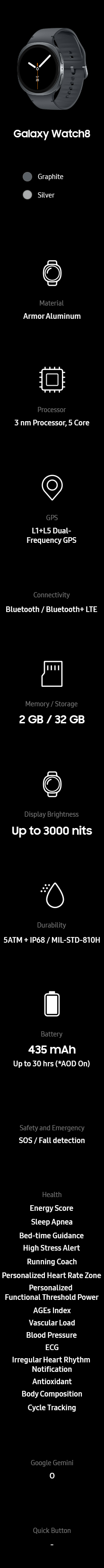 watch8 specifications