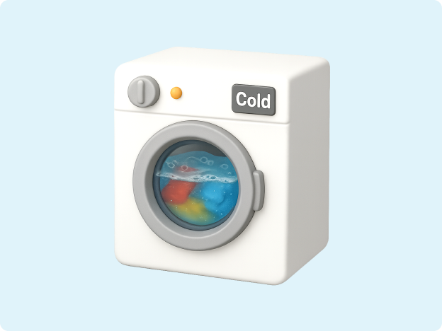 A 3d emoji image of a washing machine on a cold wash