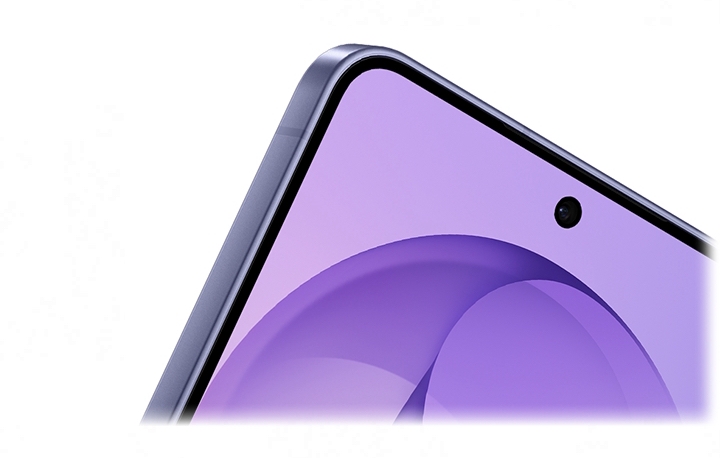 Close up of corner of Galaxy S26 is seen. A sheet of glass hovers in front of the main screen.