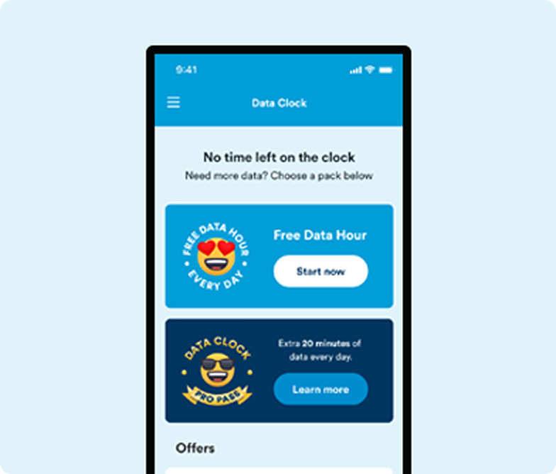 scren grab of what the dataclock app will look like for someone not subscribed to pro pass