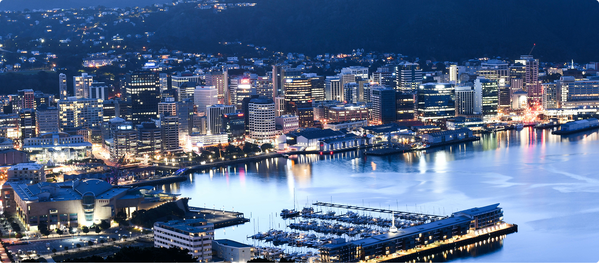 Image of a city skyline and harbour