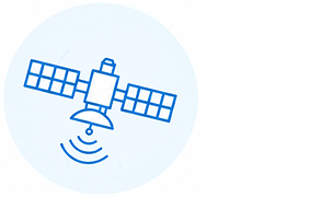 Icon of a satellite receiving a signal in space