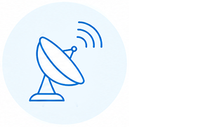 Icon of a satellite at the ground station