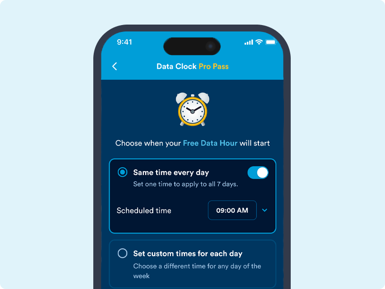 screengrab of data clock pro pass app