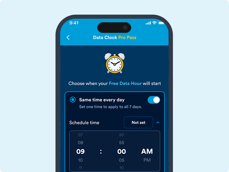 screengrab of data clock pro pass app