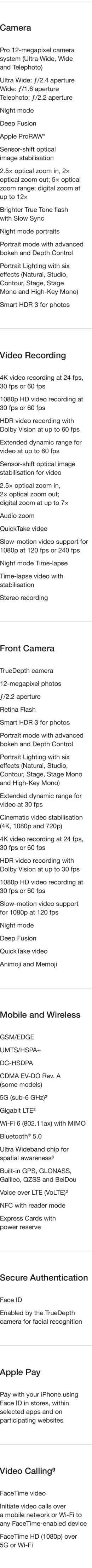 Apple compare - iPhone 12 Pro Max - specs 2-of-3 Apple compare - iPhone 12 Pro Max - specs 2-of-3