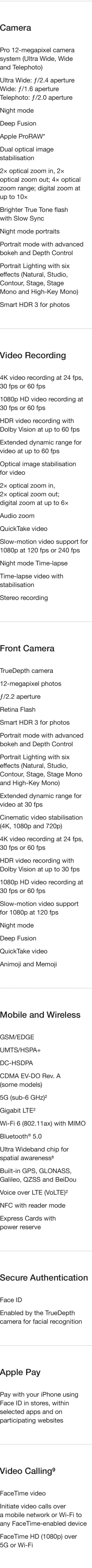 Apple compare - iPhone 12 Pro - specs 2-of-3 Apple compare - iPhone 12 Pro - specs 2-of-3