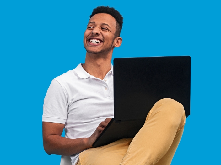 Business Broadband Landing - Man with laptop - Standard