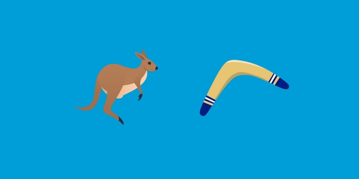 image showing kangaroo and boomerang emoji