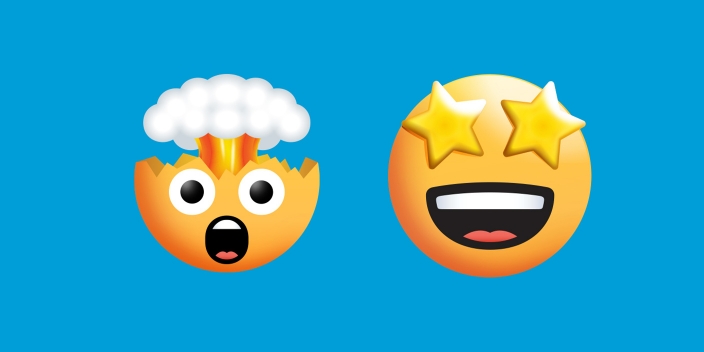 mind blowing emoji and star eyes smiley face emoji
