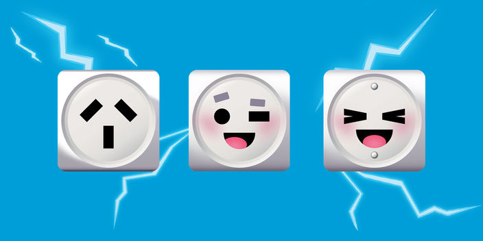 power plug icons with lightning bolts