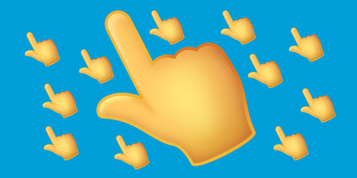 blue background with emoji pointer fingers