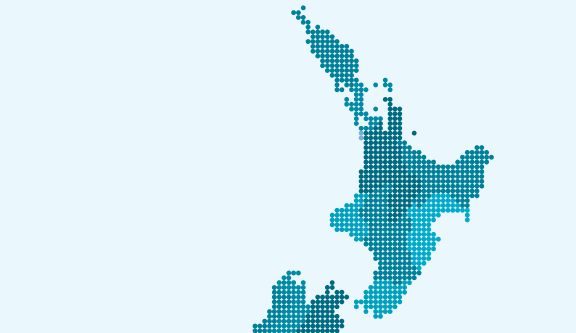 Image of the North Island of New Zealand that is made up of dots