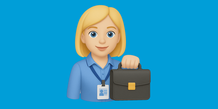 3d emoji of a woman holding a breifcase
