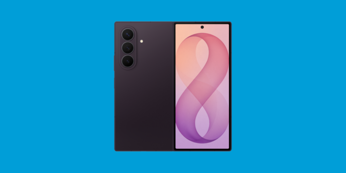 Samsung Galaxy Fold 8 Ultra smartphone on a blue background